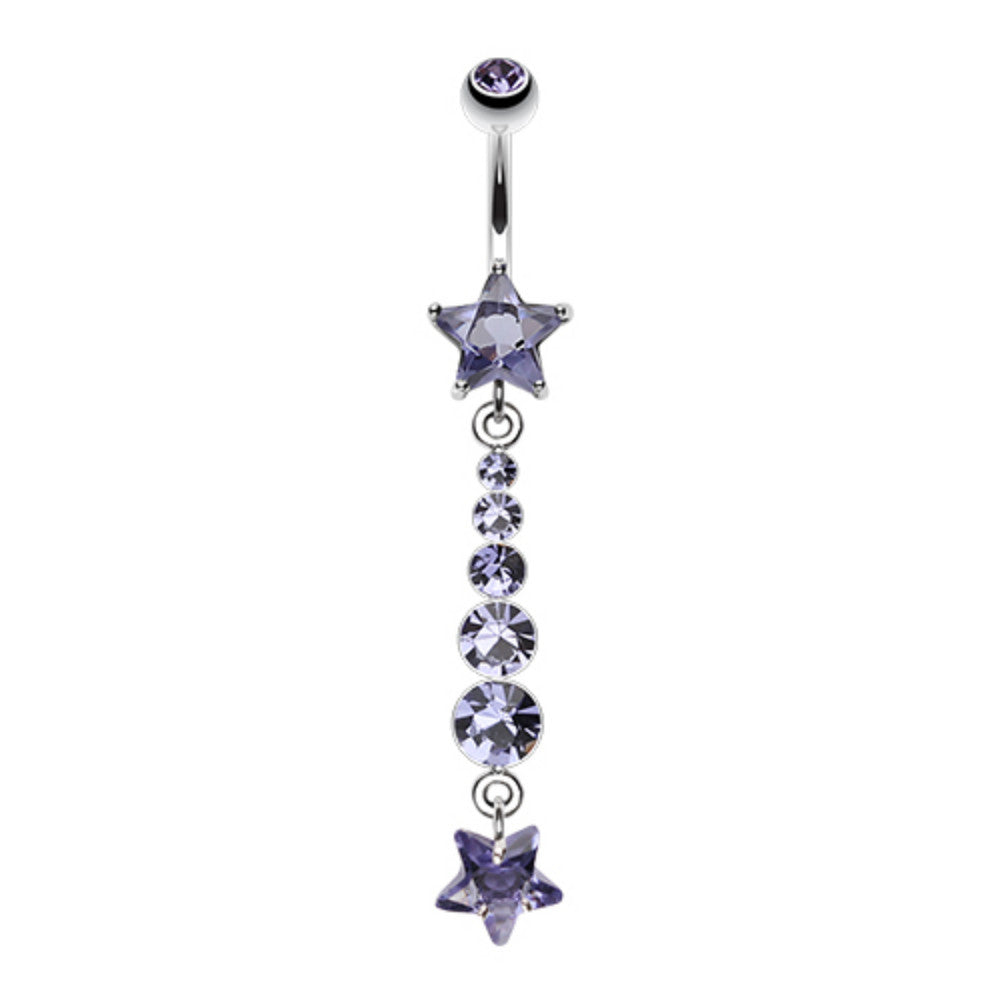 Star Journey Gem Dangle Belly Button Ring