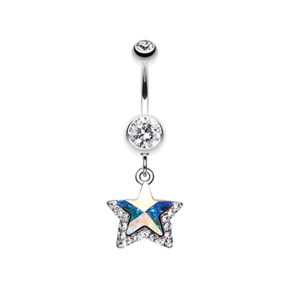 Crystal Star Prism Belly Button Ring