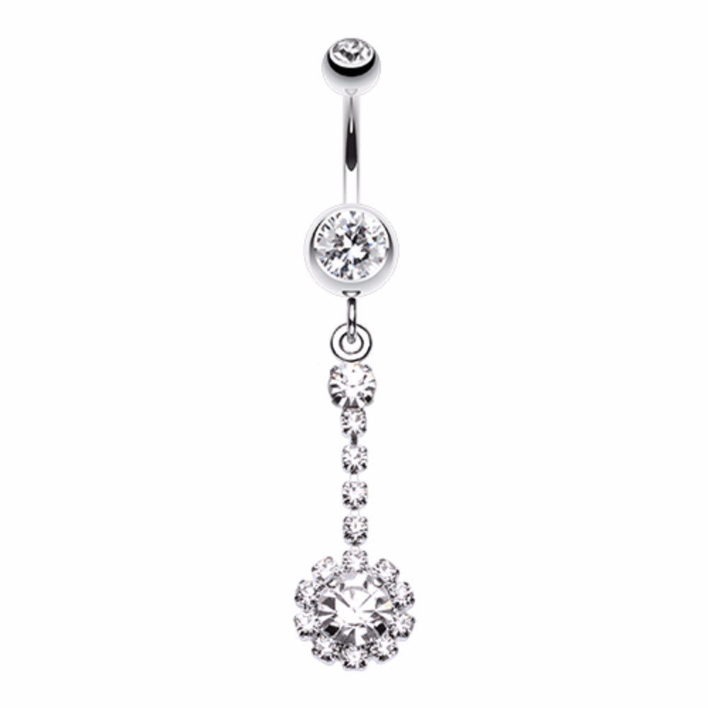 Dangling Gem Drop Belly Button Ring