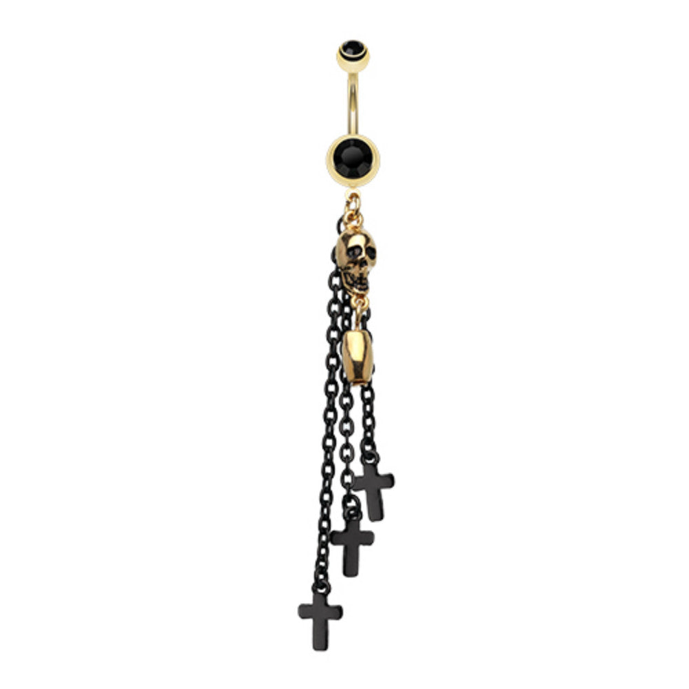 Skull Bullet Cross Belly Button Ring