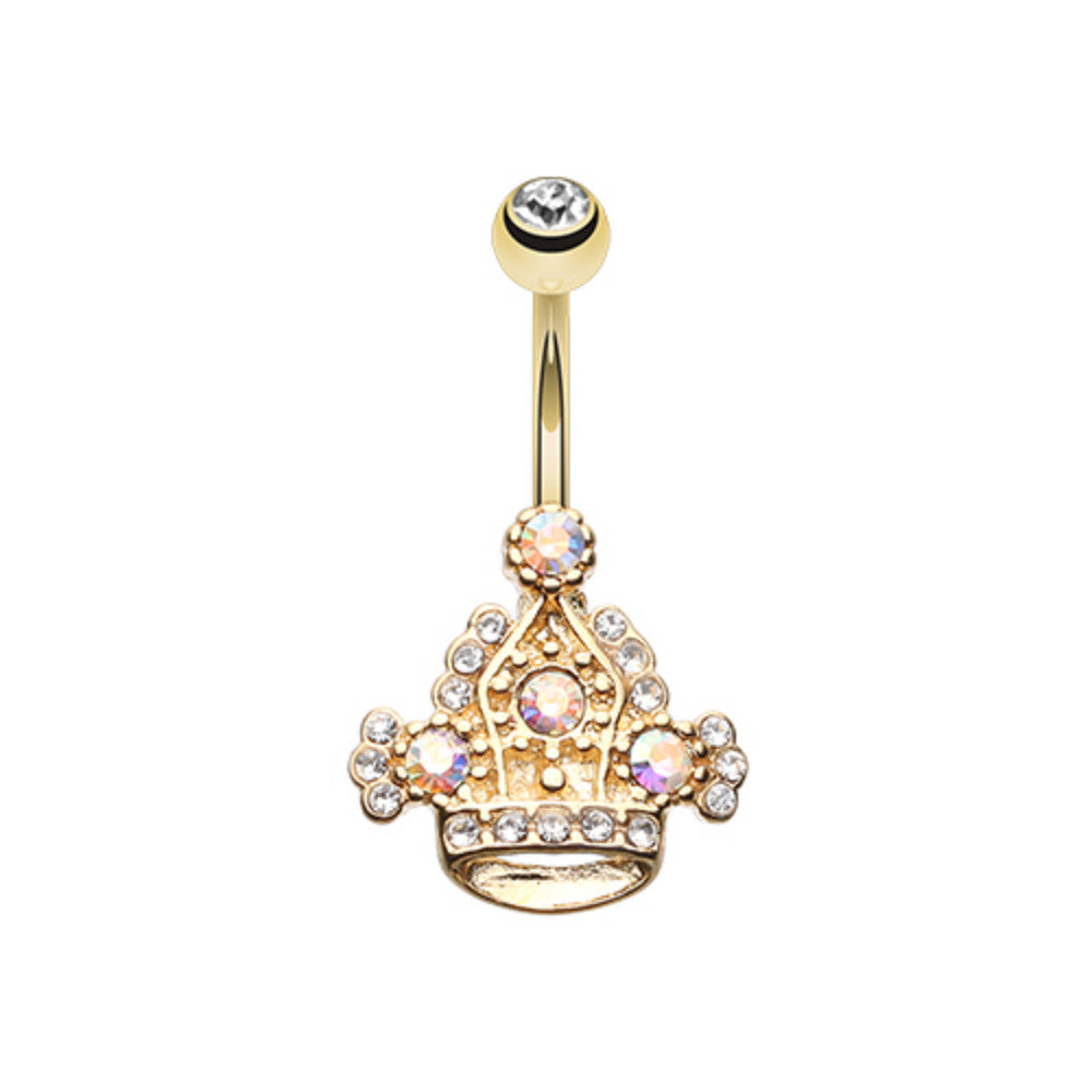 Royal Majesty Crown Belly Button Ring