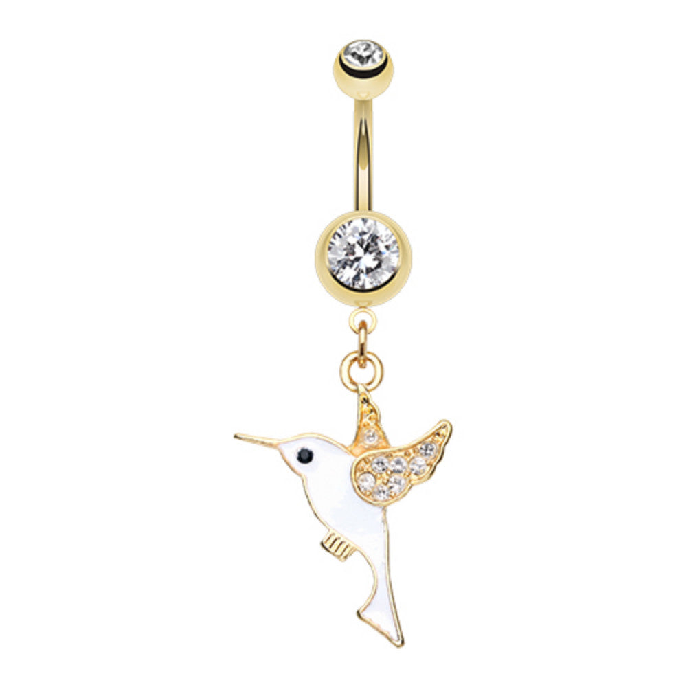 Golden Hummingbird Belly Button Ring