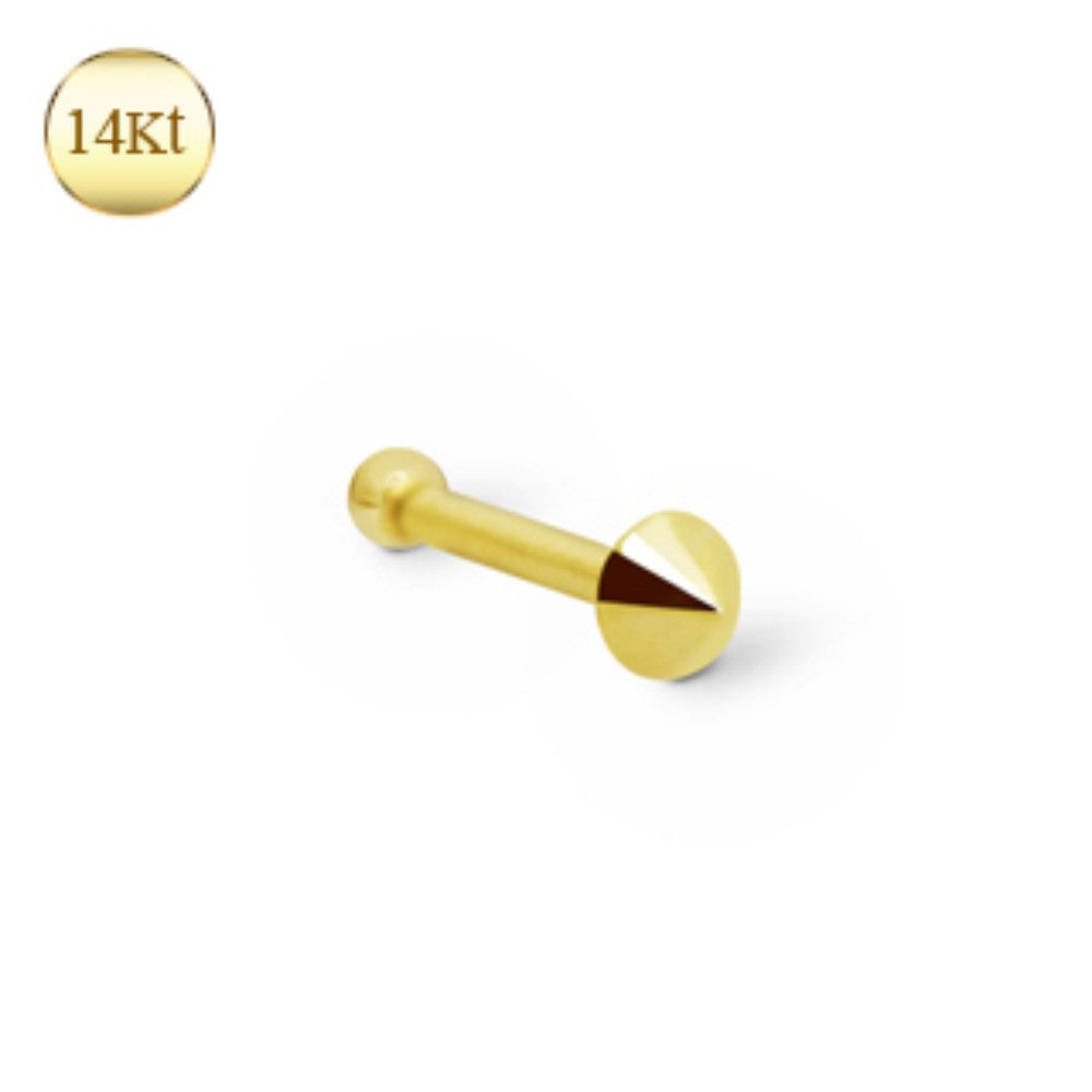 14Kt Yellow Gold Stud Nose Ring with a Spike