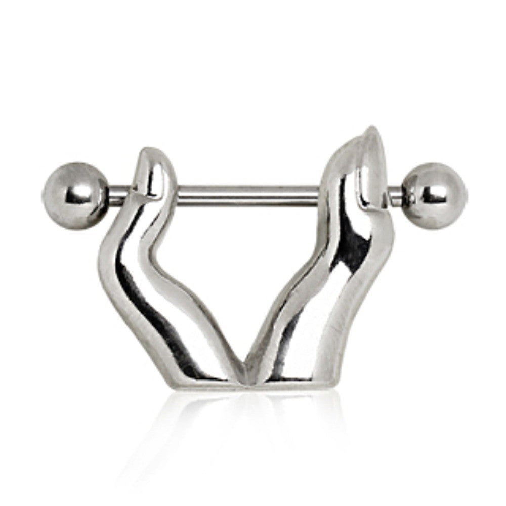316l Surgical Steel Nipple Ring With Fingers Wildklass Jewelry 