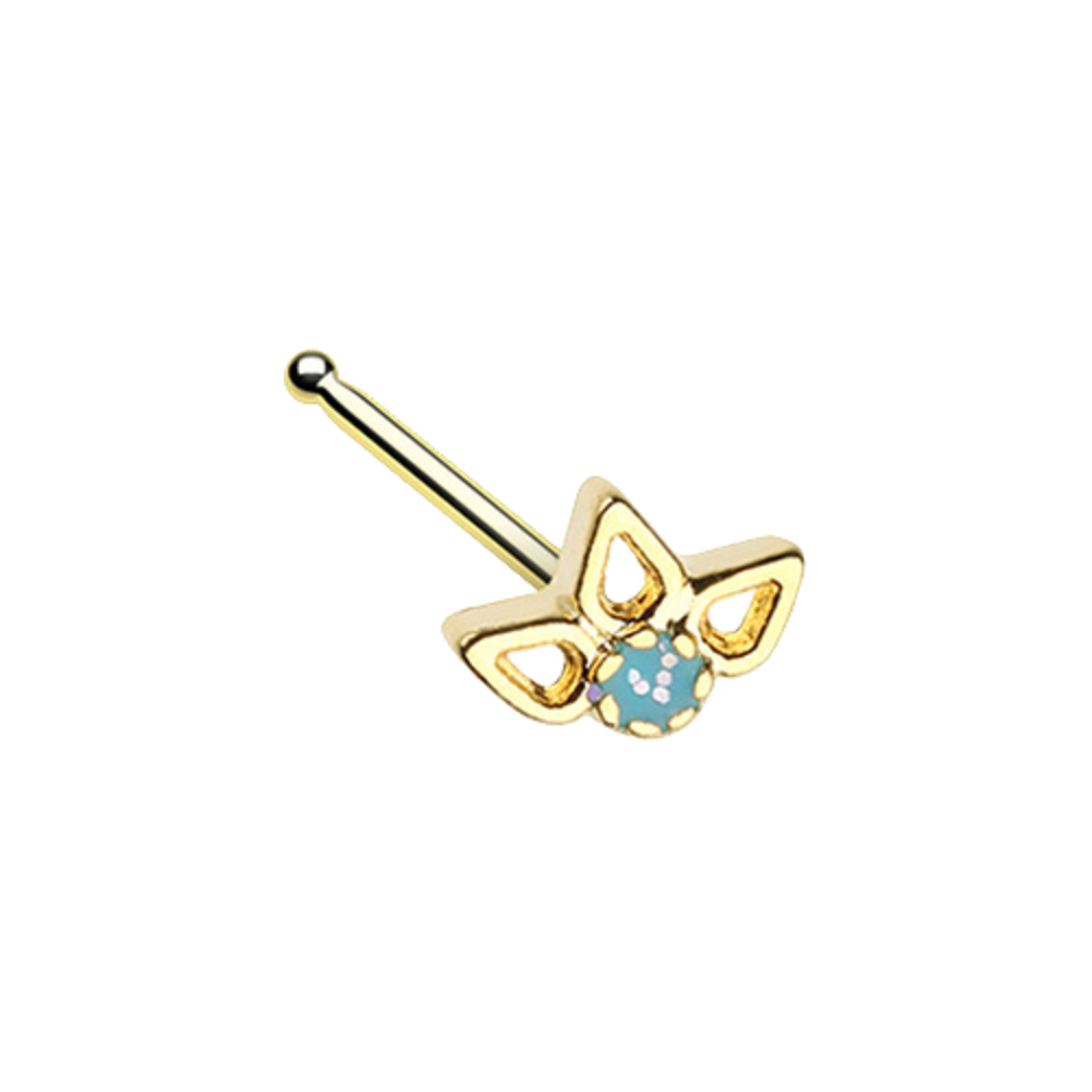 Golden Sparkling Ornate Lotus WildKlass Nose Stud Ring