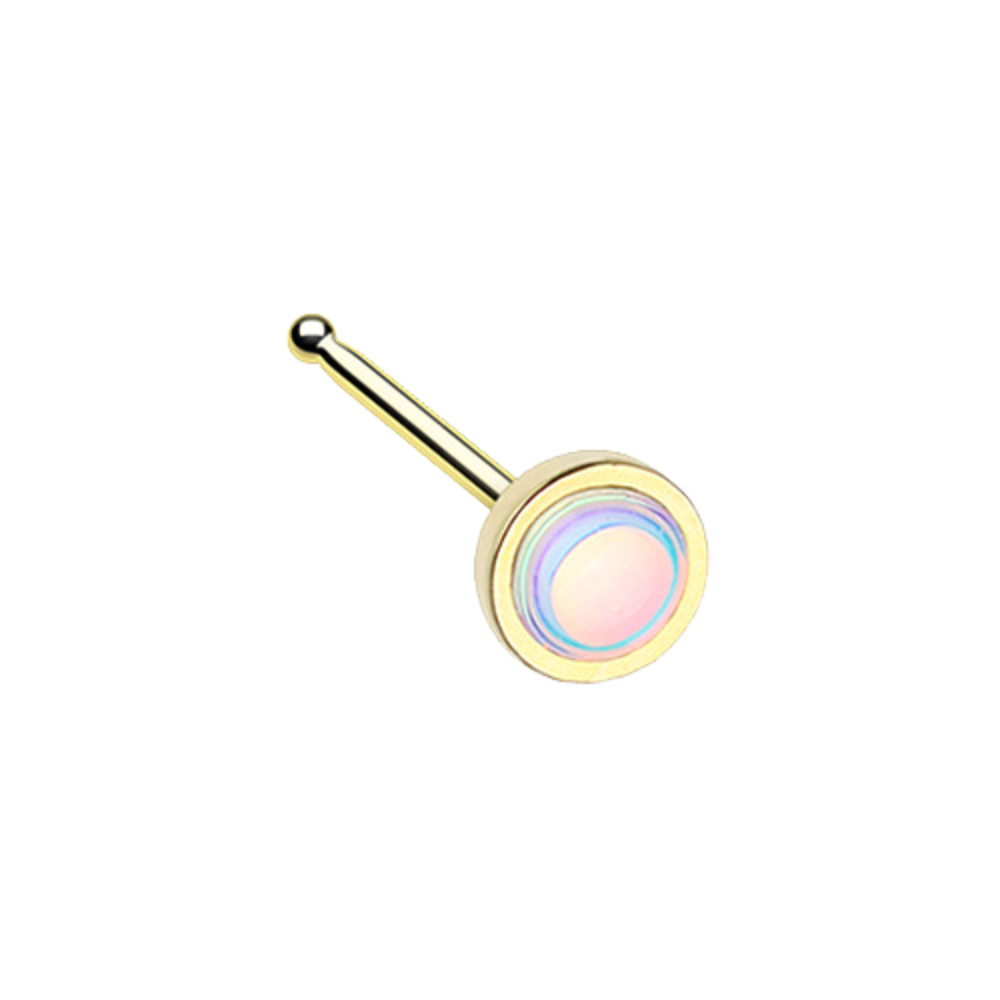 Golden Bezel Set Revo Reflecting Stone WildKlass Nose Stud Ring