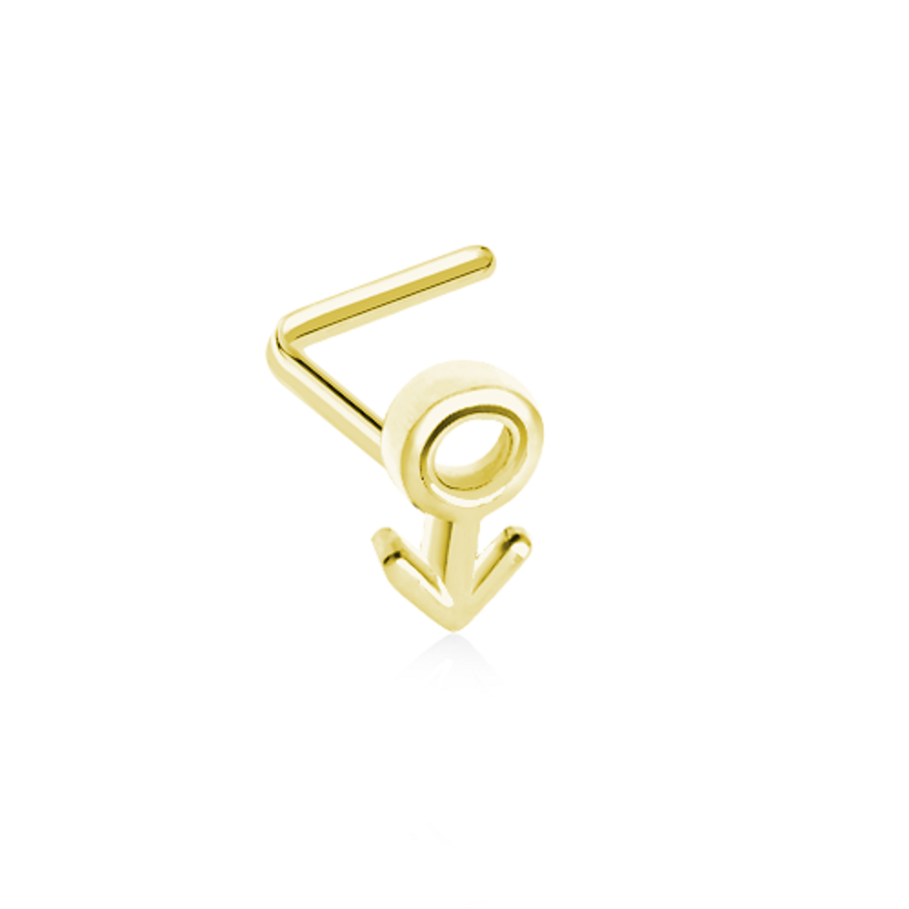 Golden Male Sign Gender Symbol WildKlass L-Shape Nose Ring