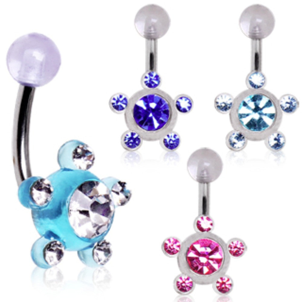 UV Acrylic Multi Gem Navel Ring