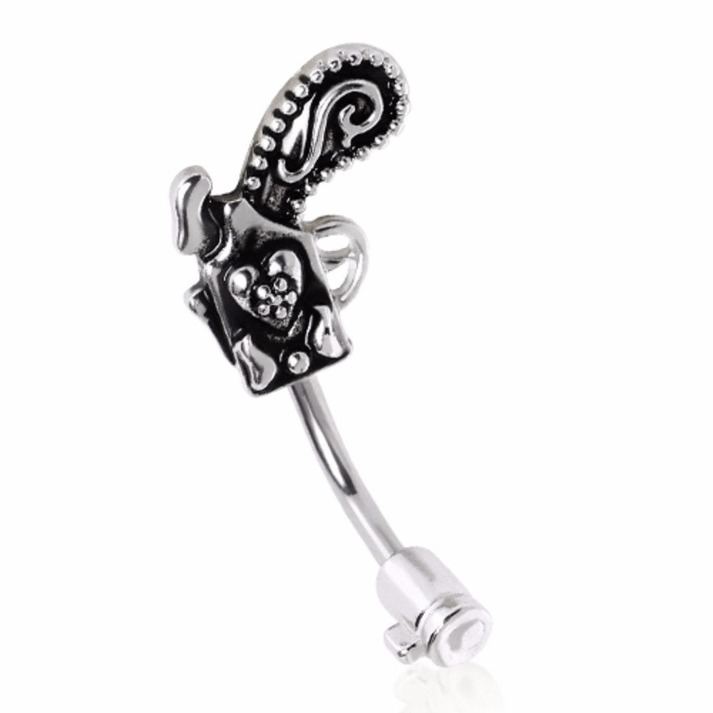 316L Surgical Steel Decorative Pistol Navel Ring