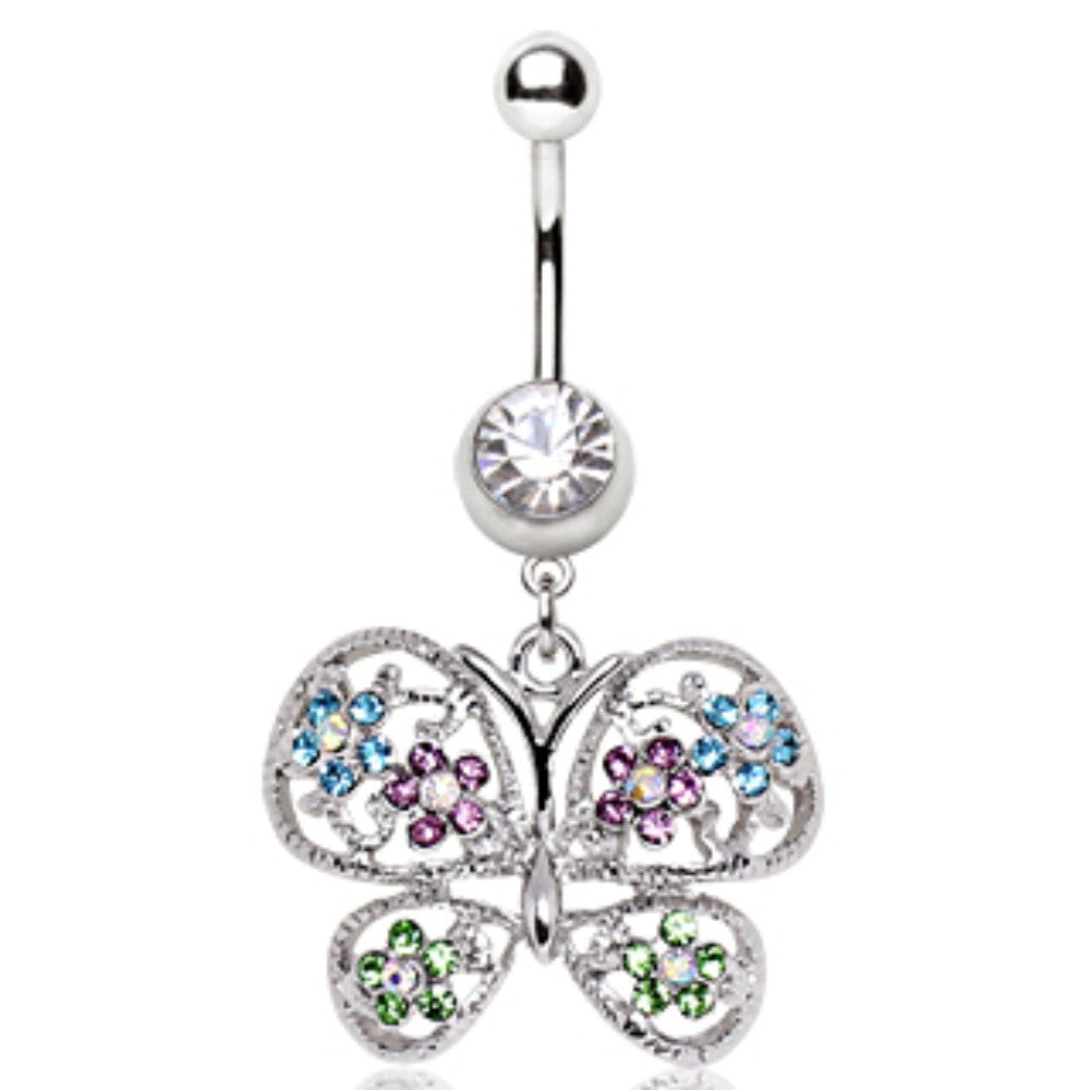 316L Surgical Steel Fancy Butterfly Navel Ring