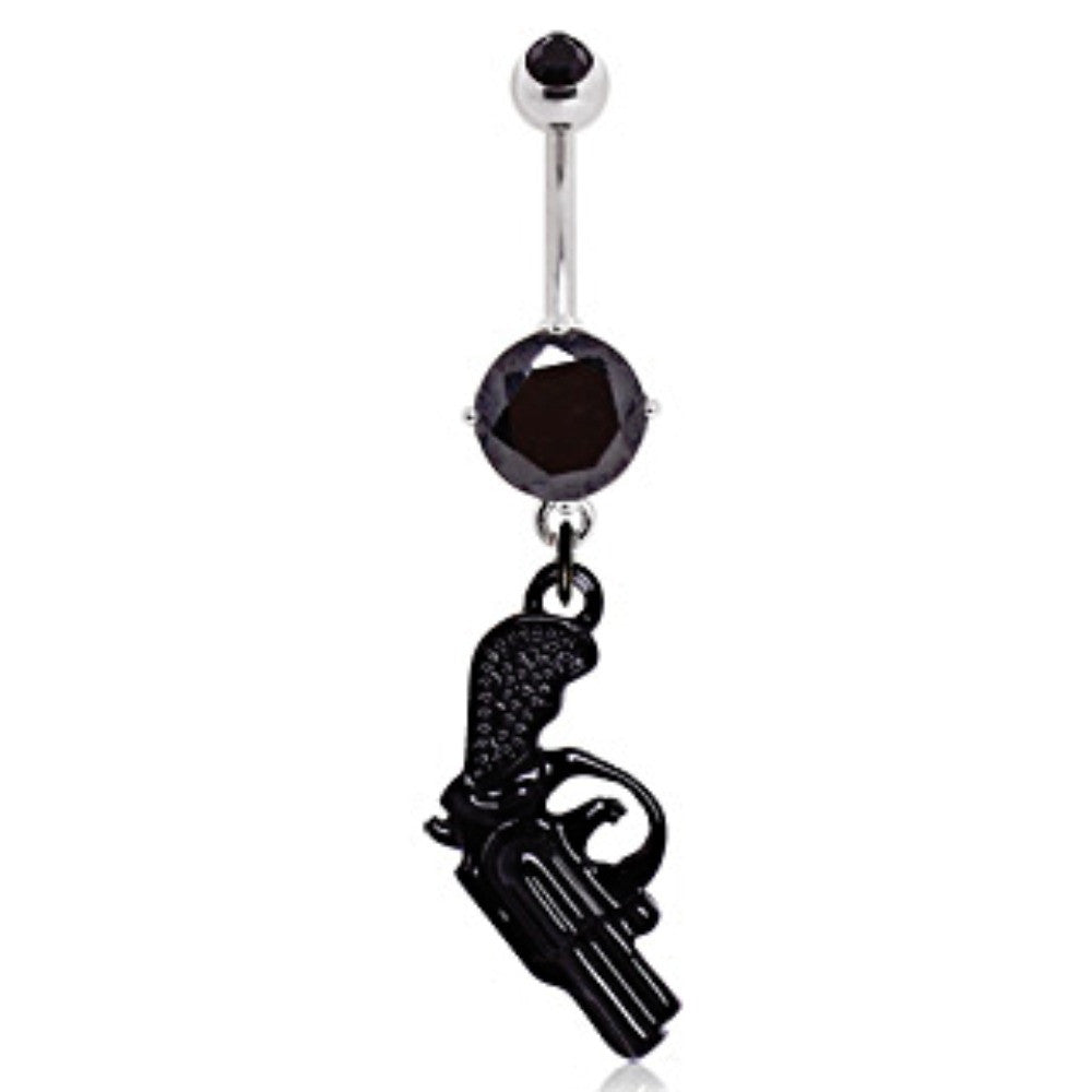 316L Surgical Steel Black Pistol Navel Ring