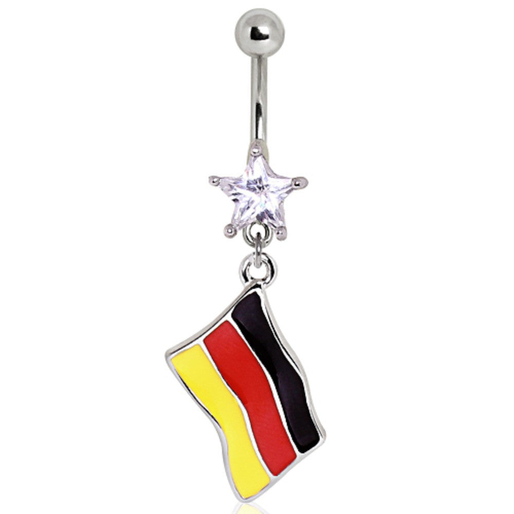 316L Surgical Steel Germany Flag Navel Ring