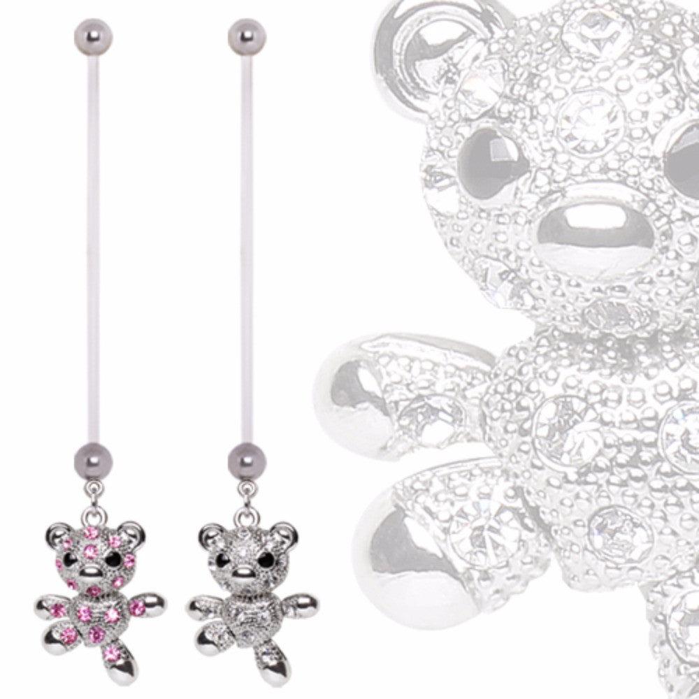 BioFlex Pregnancy Navel Ring with Gemmed Teddy Bear Dangle