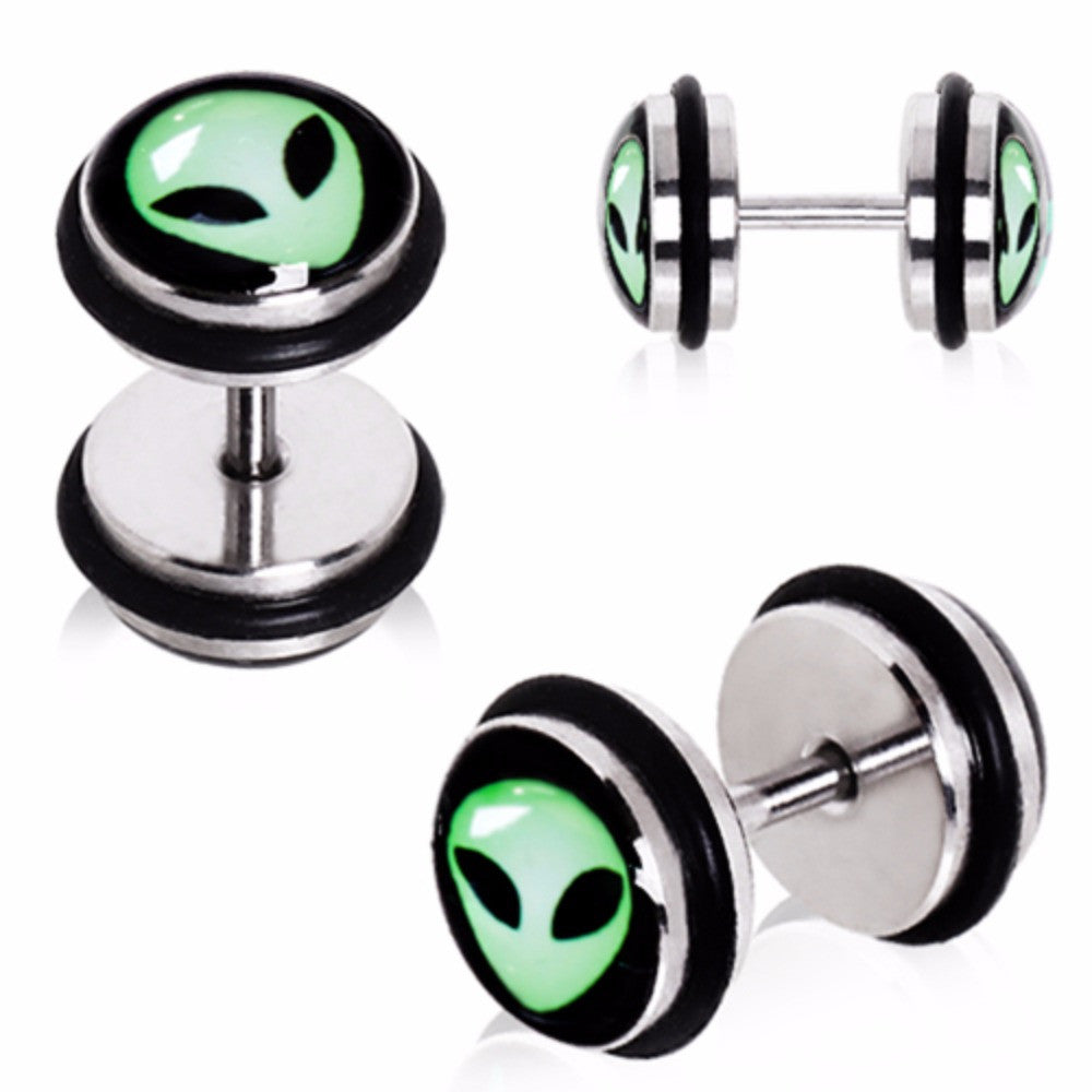 316L Stainless Steel Green Alien Fake Plugs – WildKlass Jewelry