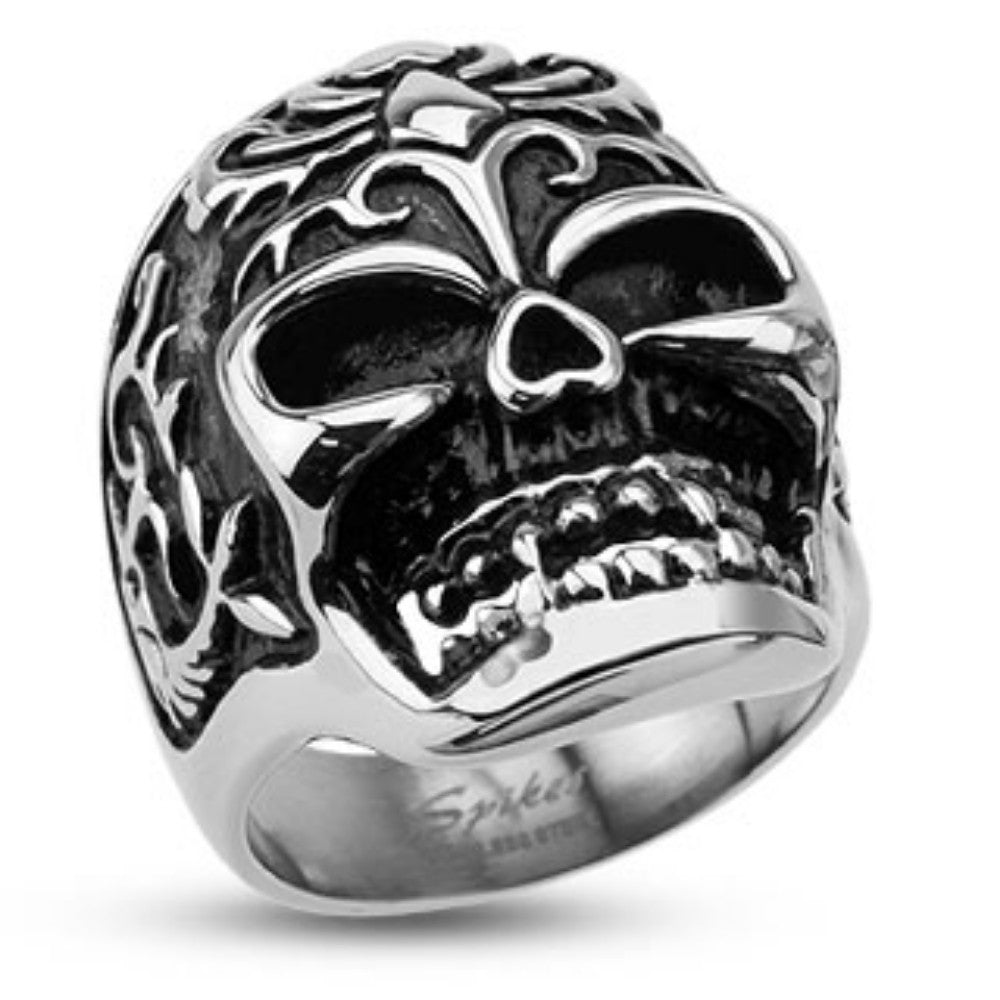 Decorative Power Animal Skull Wide Cast Ring Stainless Steel