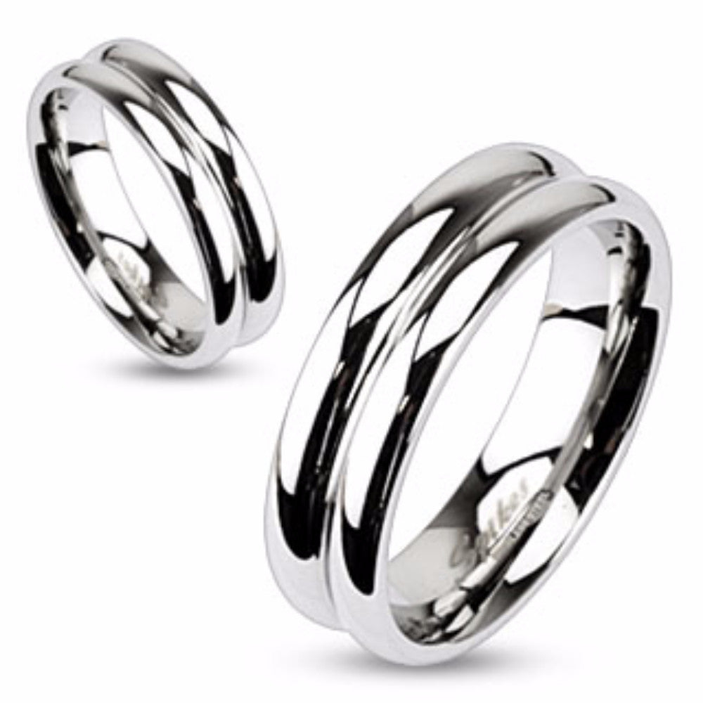 Double Dome Mirror Polished Band Ring Stainless Steel