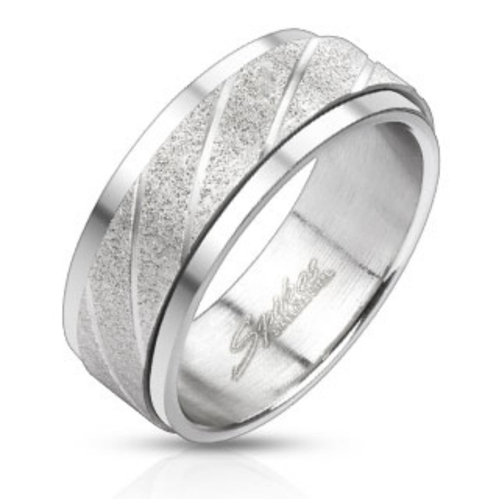 Two Tone Center Spinner Ring Stainless Steel