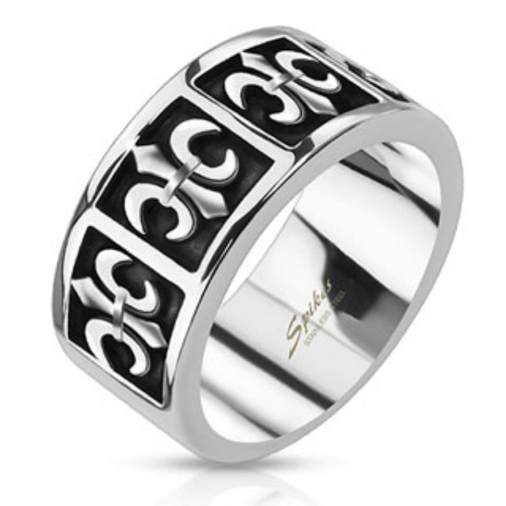 Five Royal Fleur De Lis Cast Band Ring Stainless Steel