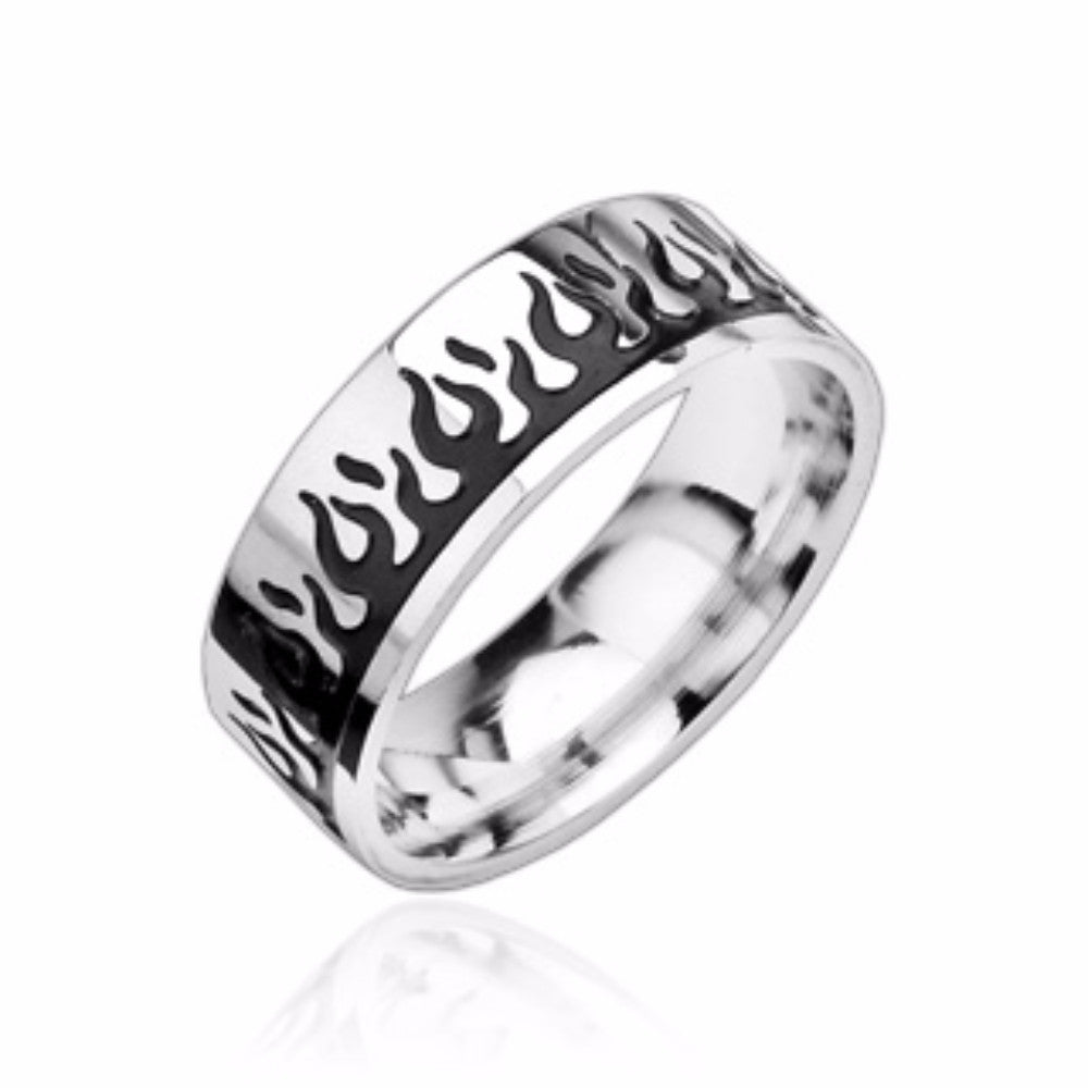 Black Flame 2 Tone Ring 316L Stainless Steel