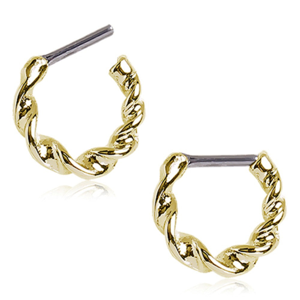 Gold Plated Twisted WildKlass Septum Clicker – WildKlass Jewelry