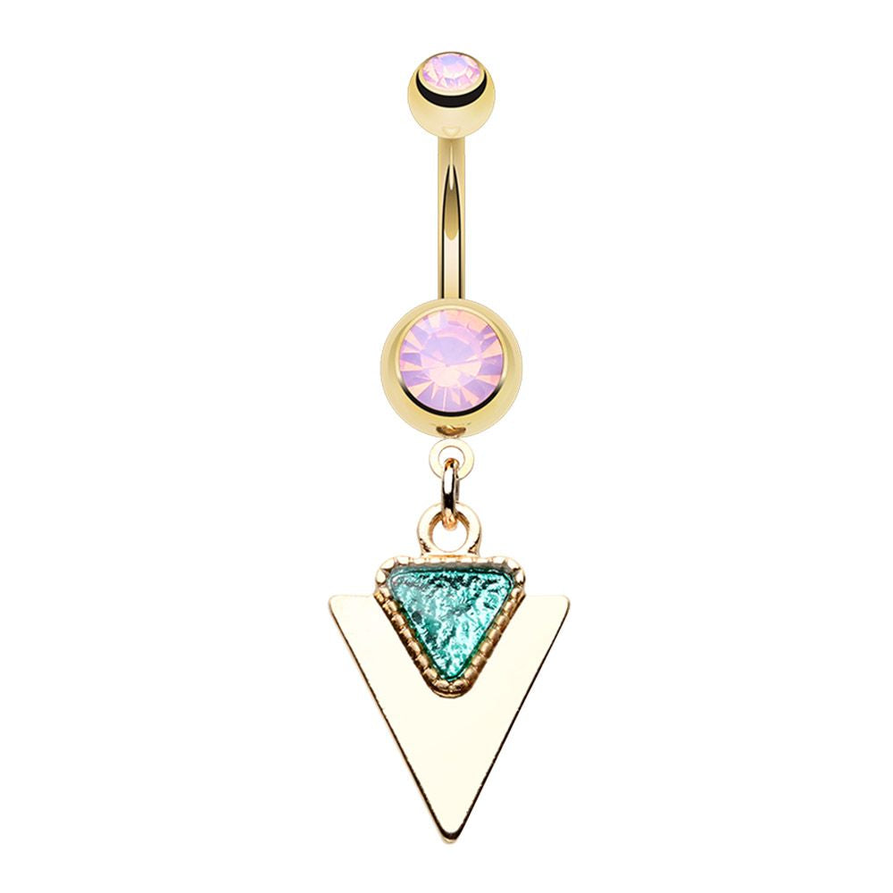 WILDKLASS Golden Geometric Triangle Dangle Belly Button Ring