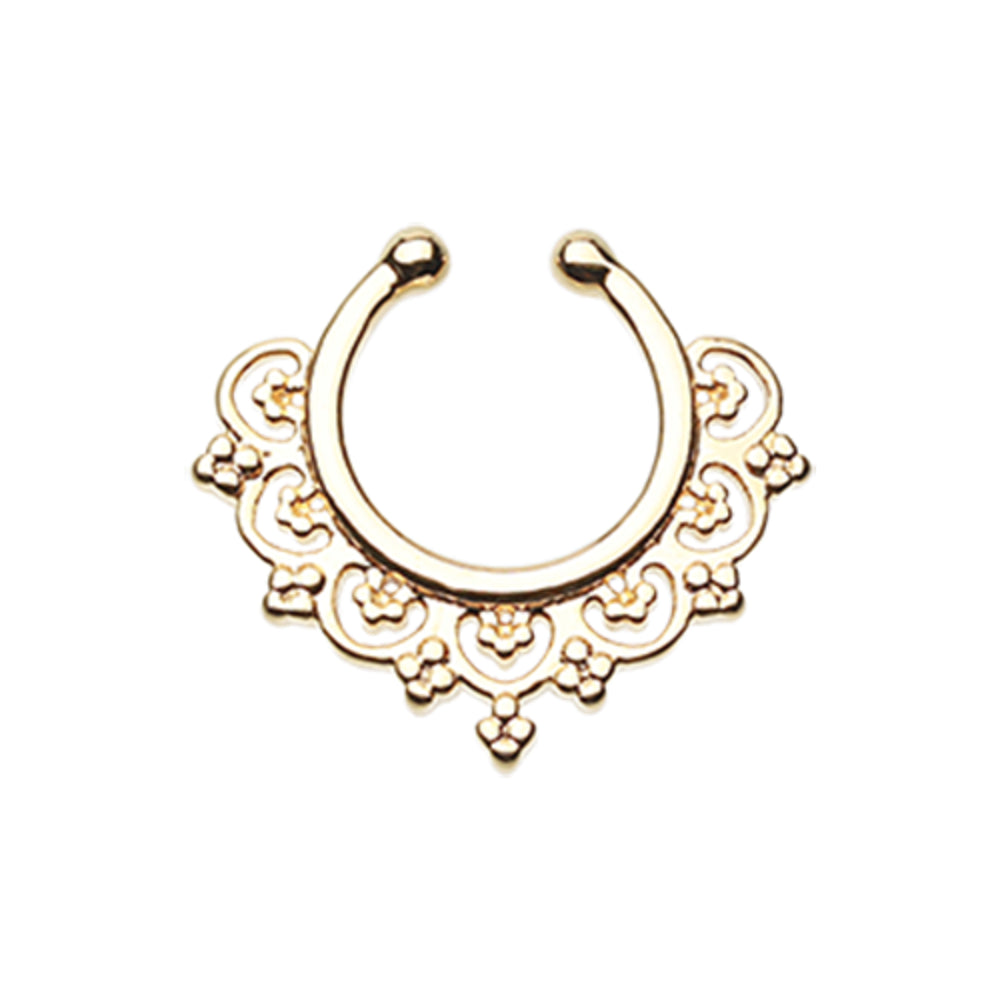 Golden Celestial Filigree WildKlass Fake Septum Clip-On Ring