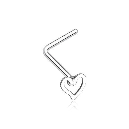 Dainty Heart Icon L-Shaped Nose Ring 316L Surgical Steel – WildKlass ...