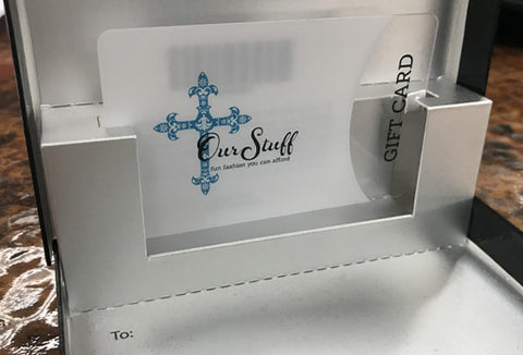 Our Stuff Gift Card in special box, perfect for a present.