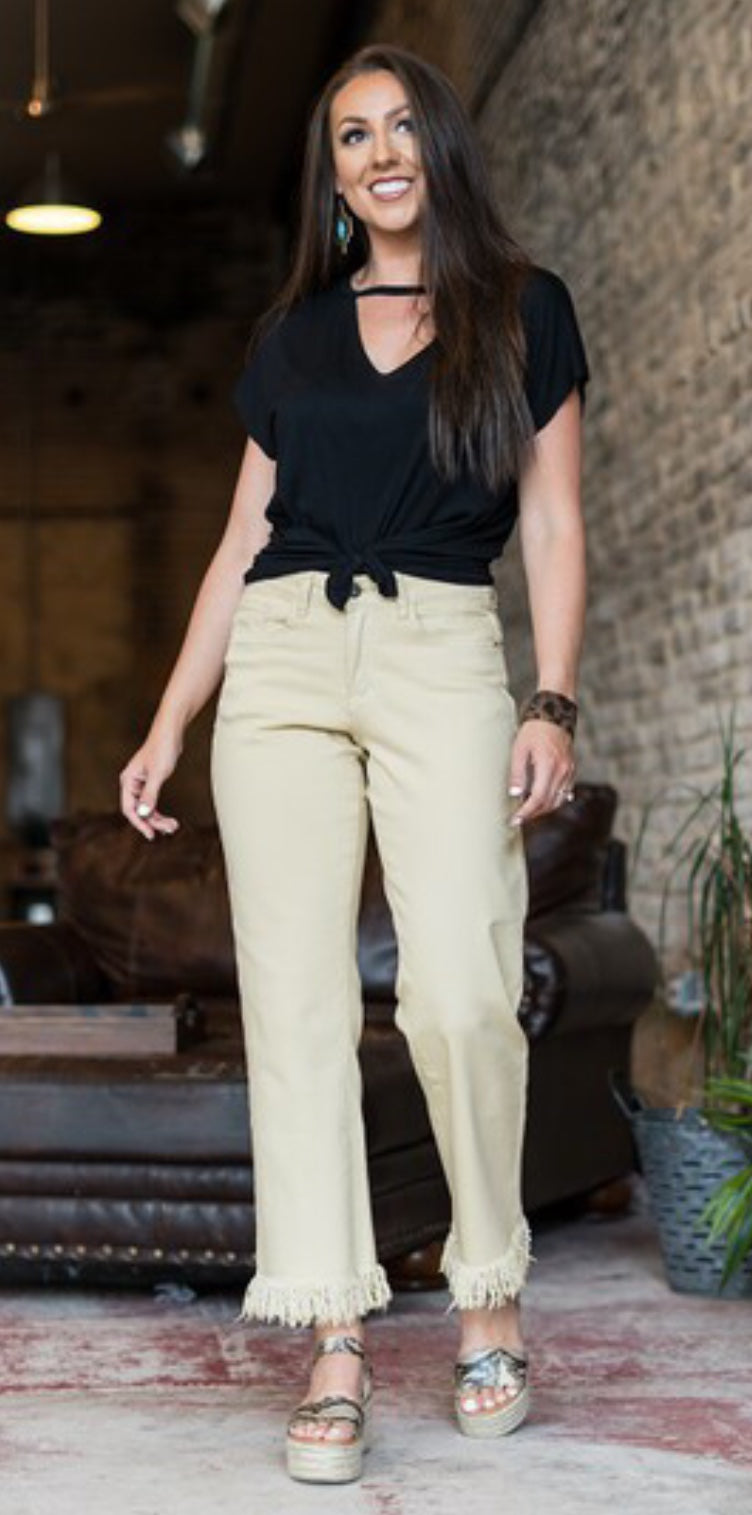 khaki boyfriend jeans