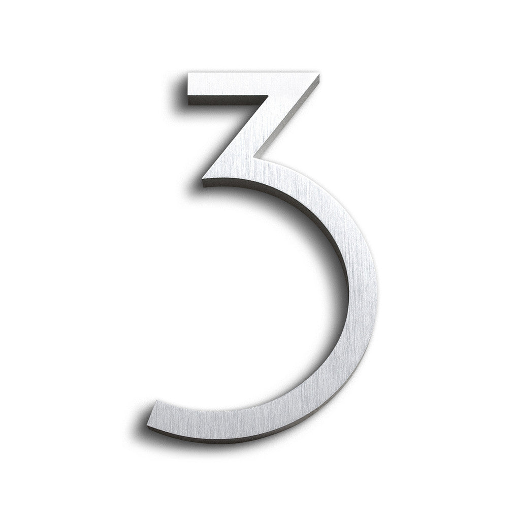 HOUSE NUMBERS CONTEMPORARY IN BRUSHED 3 THREE - House Numbers