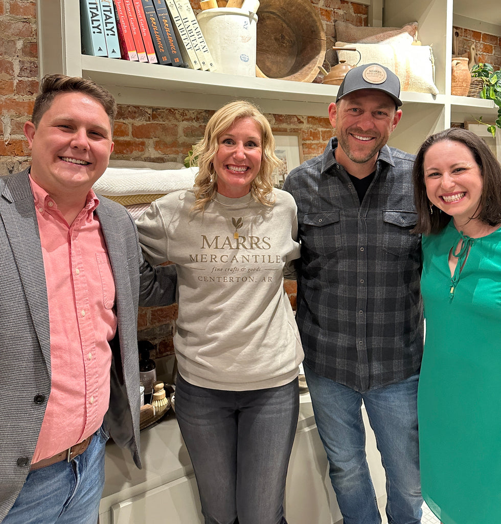 A50 team members, Deagan & Steph with HGTV Stars Jenny & Dave Marrs at the Grand Opening of the new Marrs Mercantile in Centerton, Arkansas.