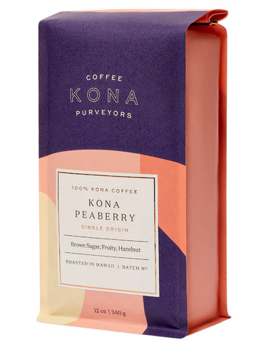 Bag of Kona Coffee Purveyors Kona Peaberry Coffee.