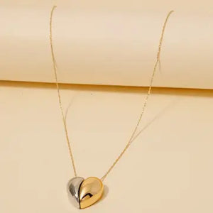 Two Tone Teardrop Pendant Necklace - Two Blondes Boutique