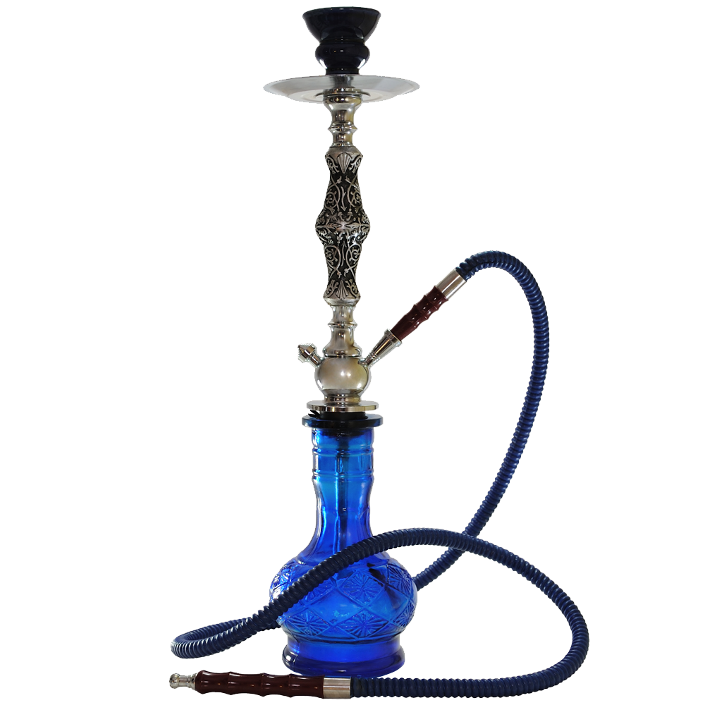 Arabic Blue Glass Hookah Isolated On White Background Hookah Store 
