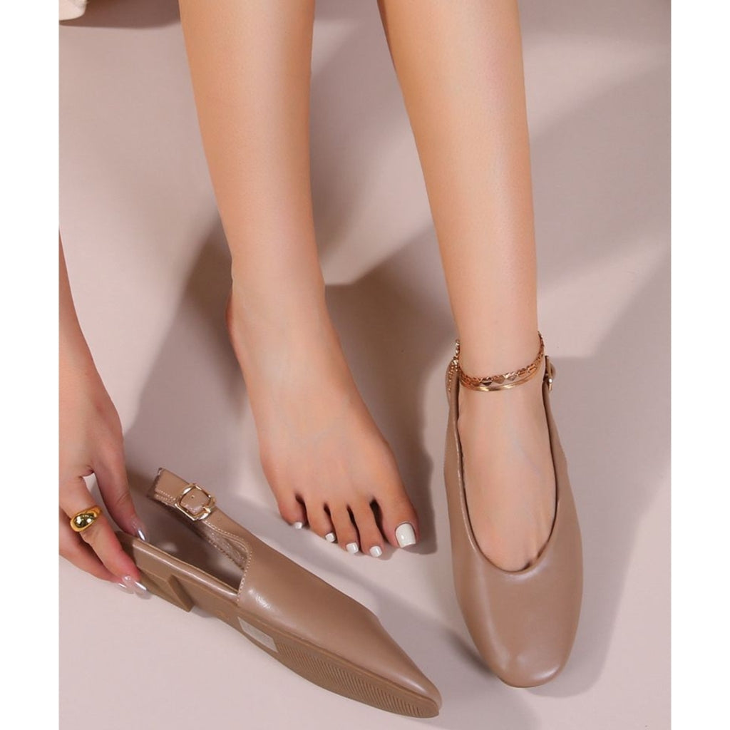 Gitte dame slingback ballerinasko OP16-46PU - Kaki