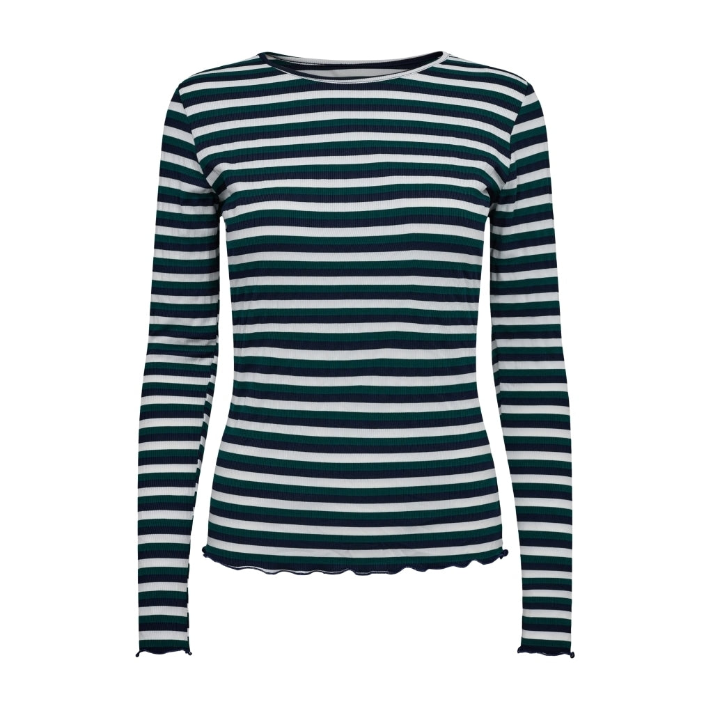 Billede af Liberte dame bluse NATALIA - 9914 - DARK BLUE GREEN WHITE STRIPE