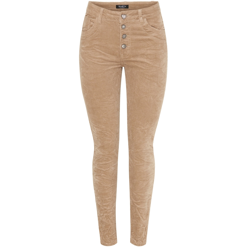 Se Marta Du Chateau dame MDCLina Jeans Beige MDC108 - Beige velvet hos Klædeskabet.dk