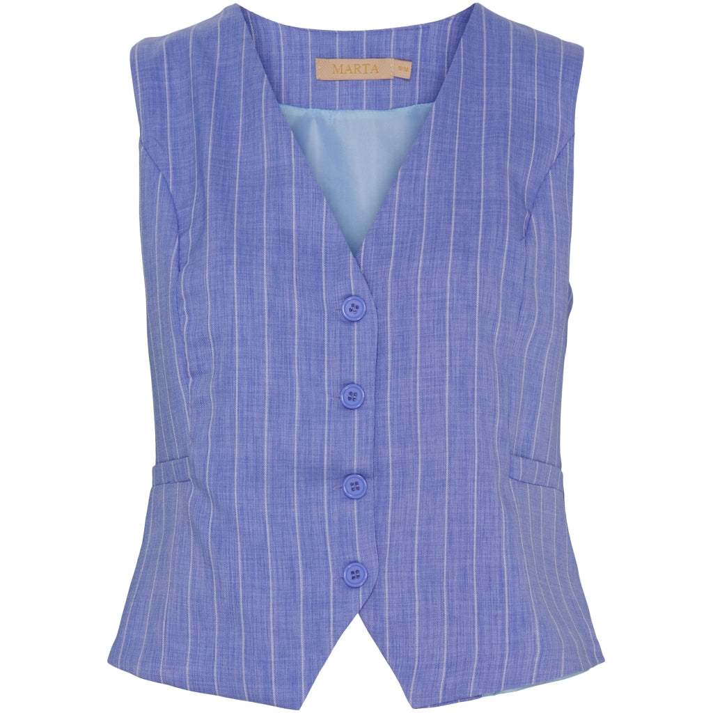 Marta Du Chateau dame vest MdcSolveig 81093-1 - CelesteStripe3290