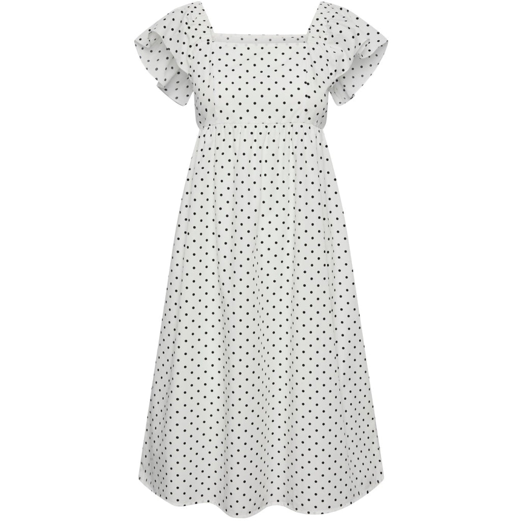 Se PIECES dame kjole PCMALOU - Bright White Black Dots hos Klædeskabet.dk