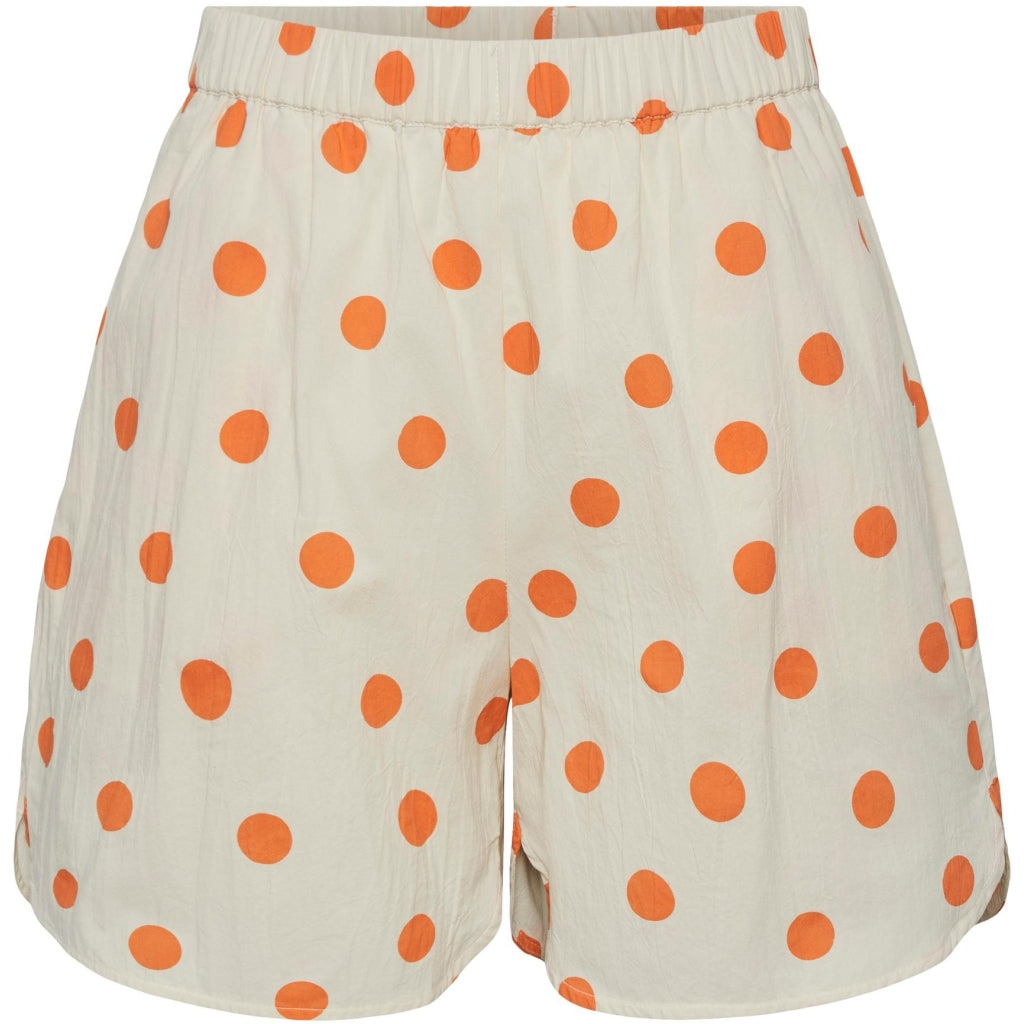 Billede af PIECES dame shorts PCADDI - Cloud Cream FLAME ORANGE DOTS