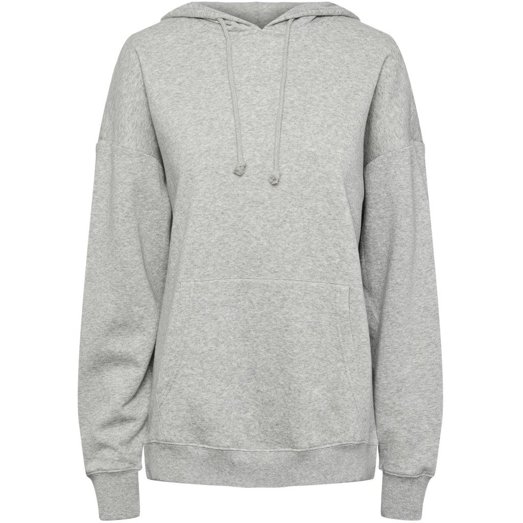 Se PIECES dame oversized hoodie PCCHILLI - Light Grey Melange hos Klædeskabet.dk