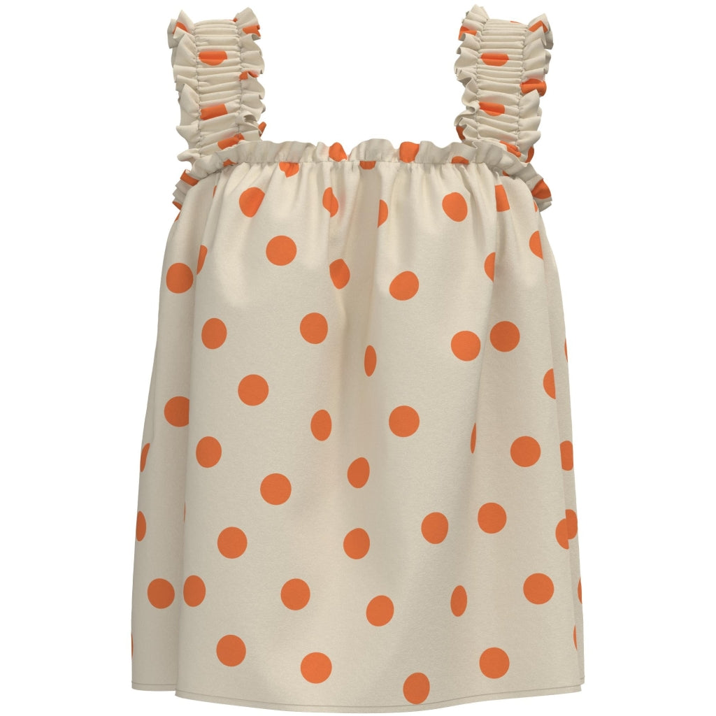 Billede af PIECES dame top PCADDI - Cloud Cream FLAME ORANGE DOTS