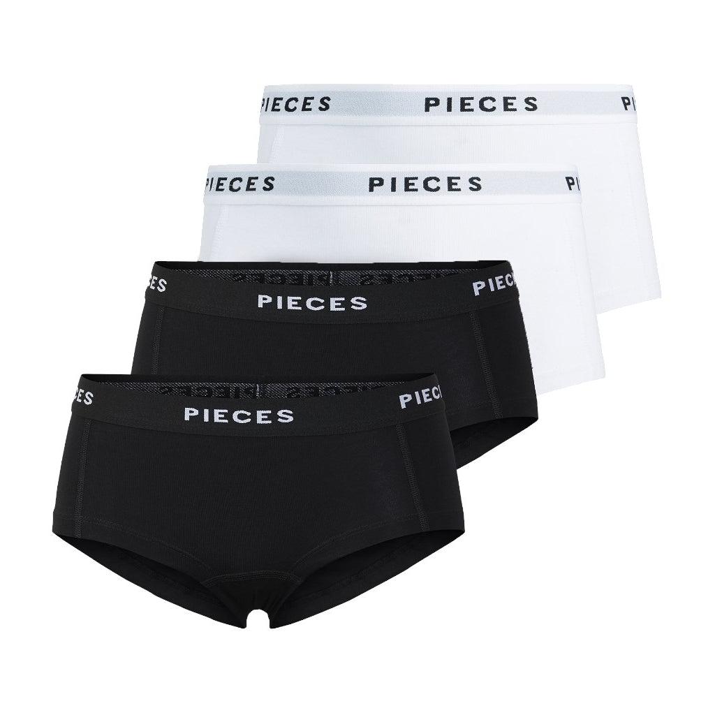 Billede af Pieces dame hipsters PCLOGO LADY 4-PACK - Black 4 PACK W. BLK/BLK/WHITE/WHITE