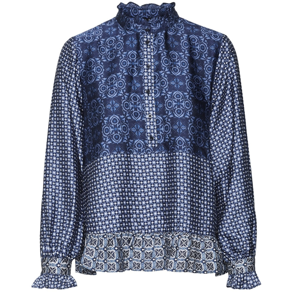 VERO MODA dame bluse VMLEVI - Snow White DARK BLUE PALMA