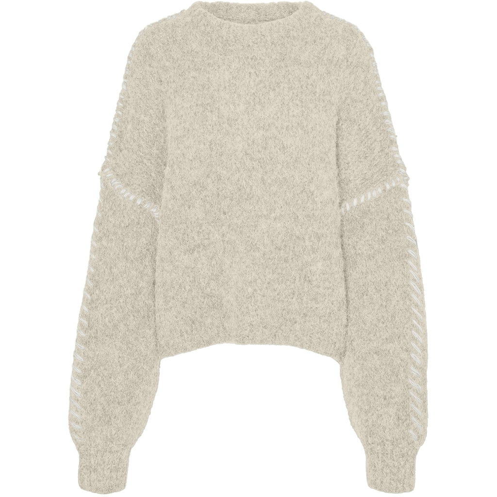 16: VERO MODA dame pullover VMZEN - Birch MELANGE W. SNOW WHITE