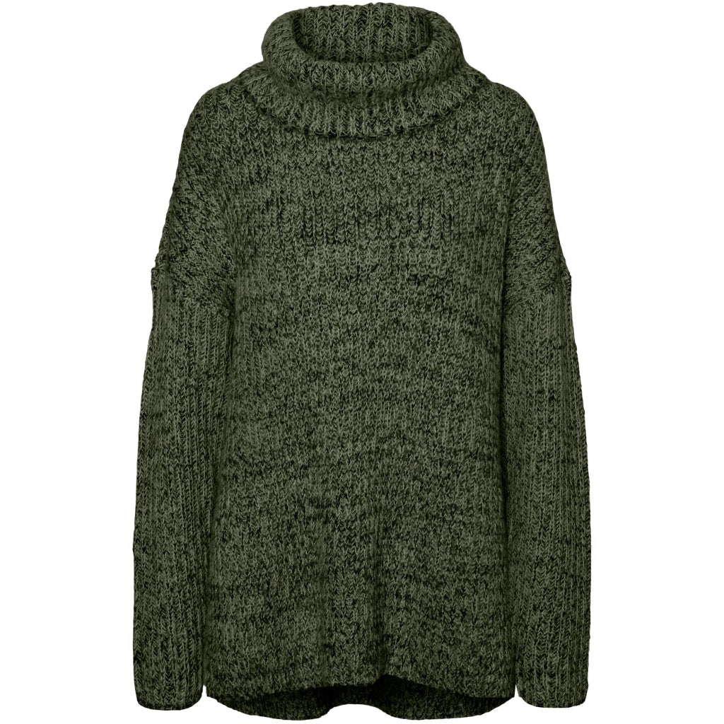 VERO MODA dame strik VMELVA - Rifle Green W BROWN LENTIL + MELANGE