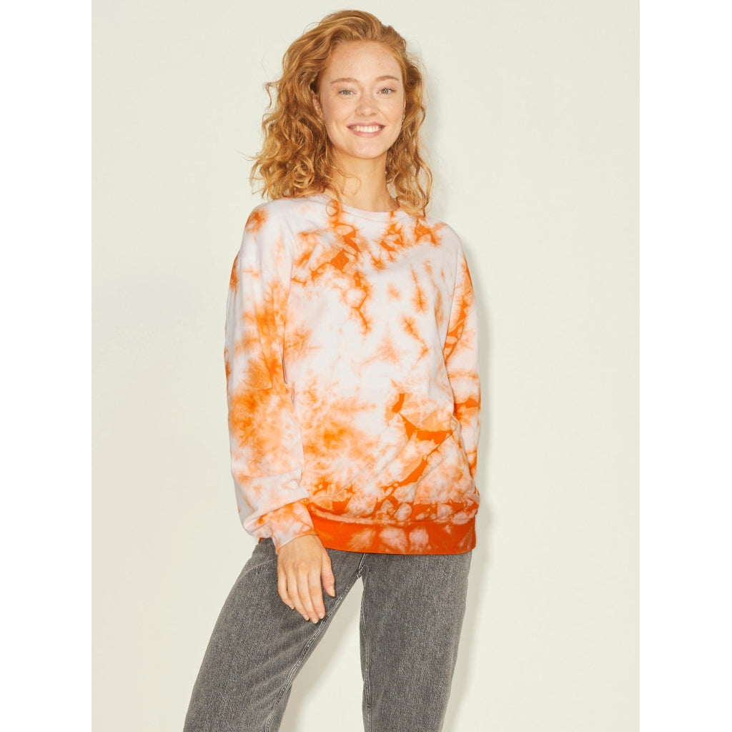 Billede af JJXX dame sweatshirt JXTAYLOR - Red Orange Tie Dye Bright White