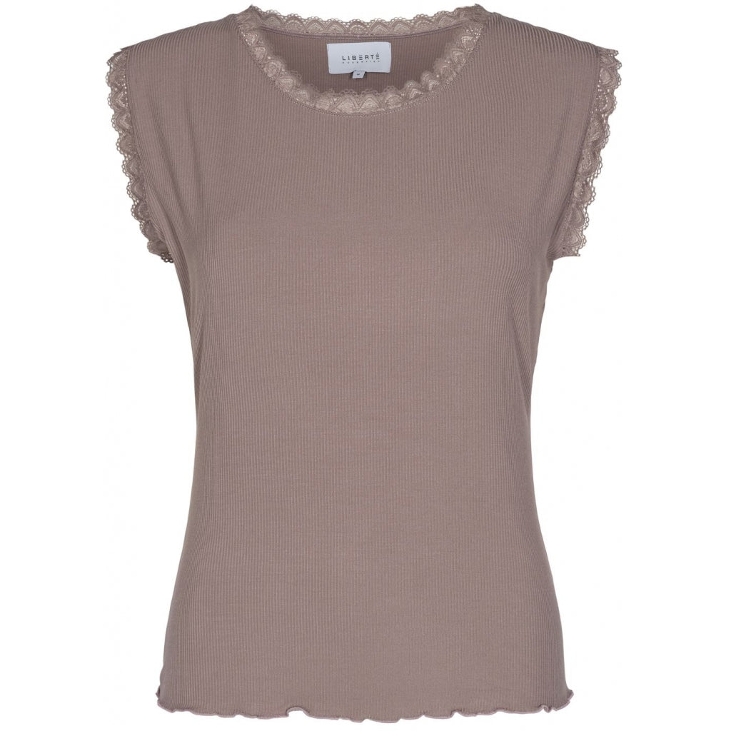 Se Liberté dame bluse NATALIA LACE TOP - Light Brown hos Klædeskabet.dk