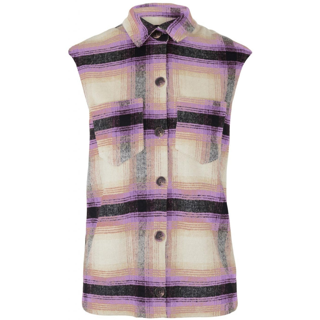 PIECES dame vest PCCARLENE - Sheer Lilac Check
