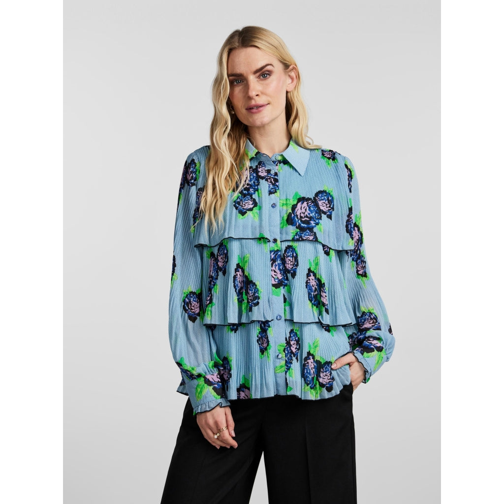 Billede af Y.A.S dame bluse YASROSOLA - Blue Topaz Rosola print